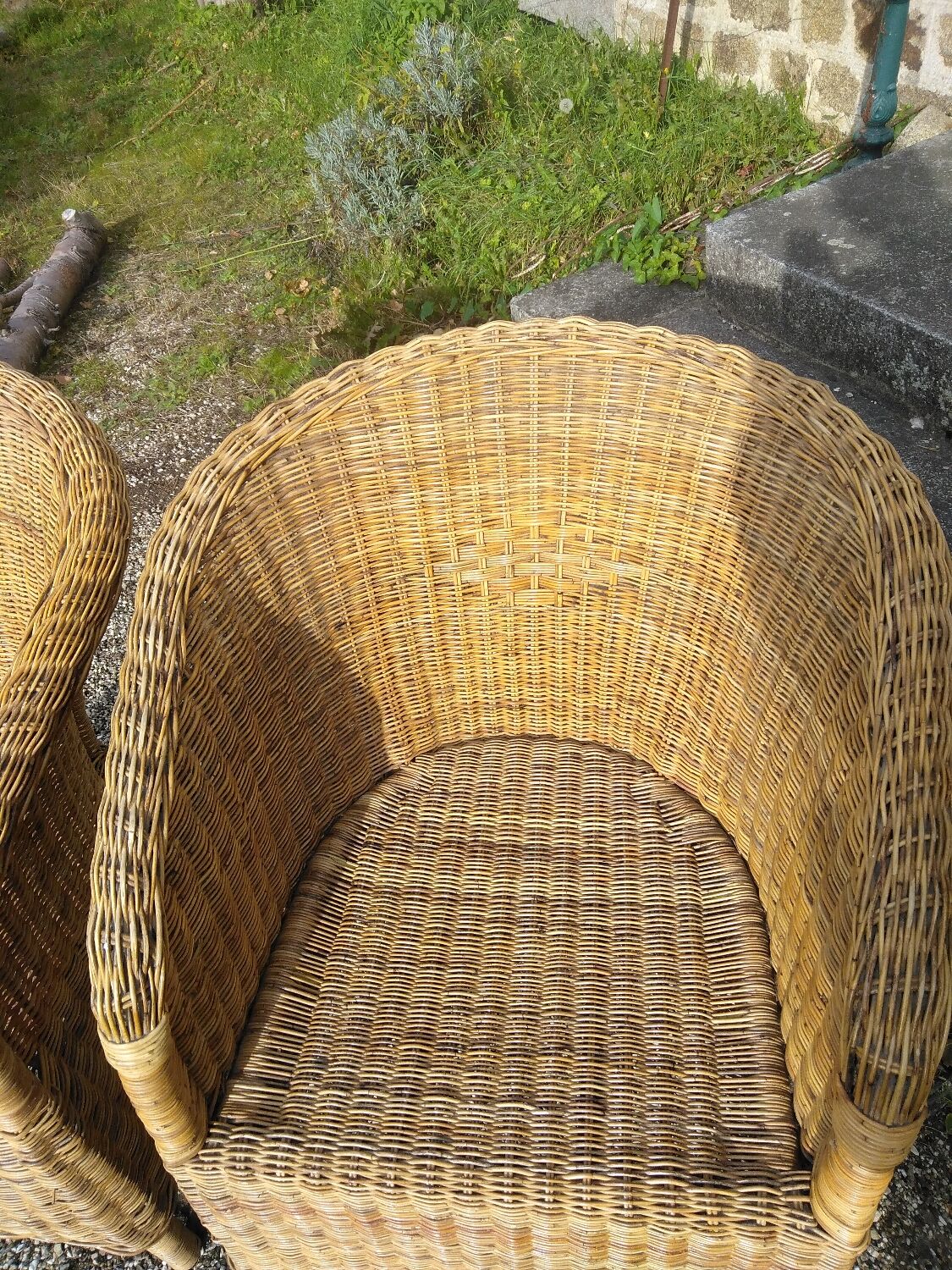Pair of rattan armchairs