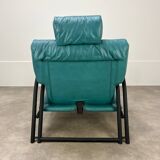 Postmodern design armchair and ottoman, 80s leather