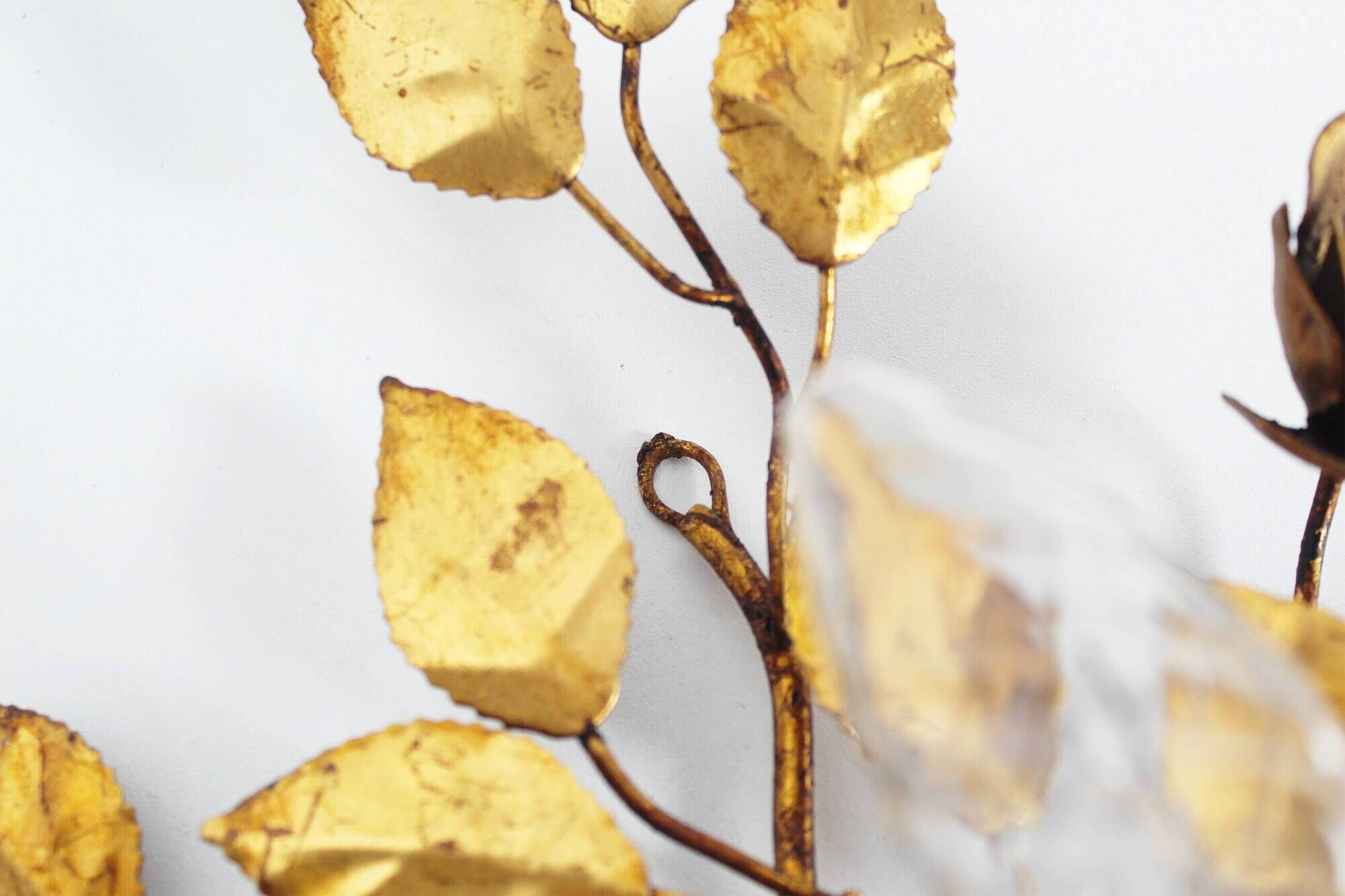 Antique Italian gilt rose wall lights by Hans Kogl