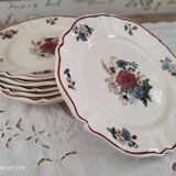 Set of 7 dessert plates in Sarreguemines earthenware model Agreste