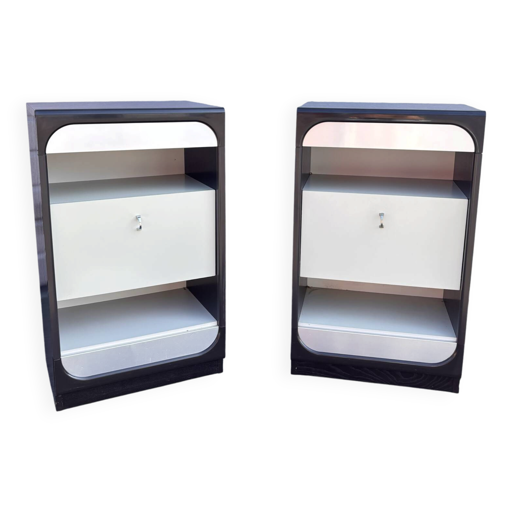 Pair of vintage Space Age bedside tables – Retro-futuristic design