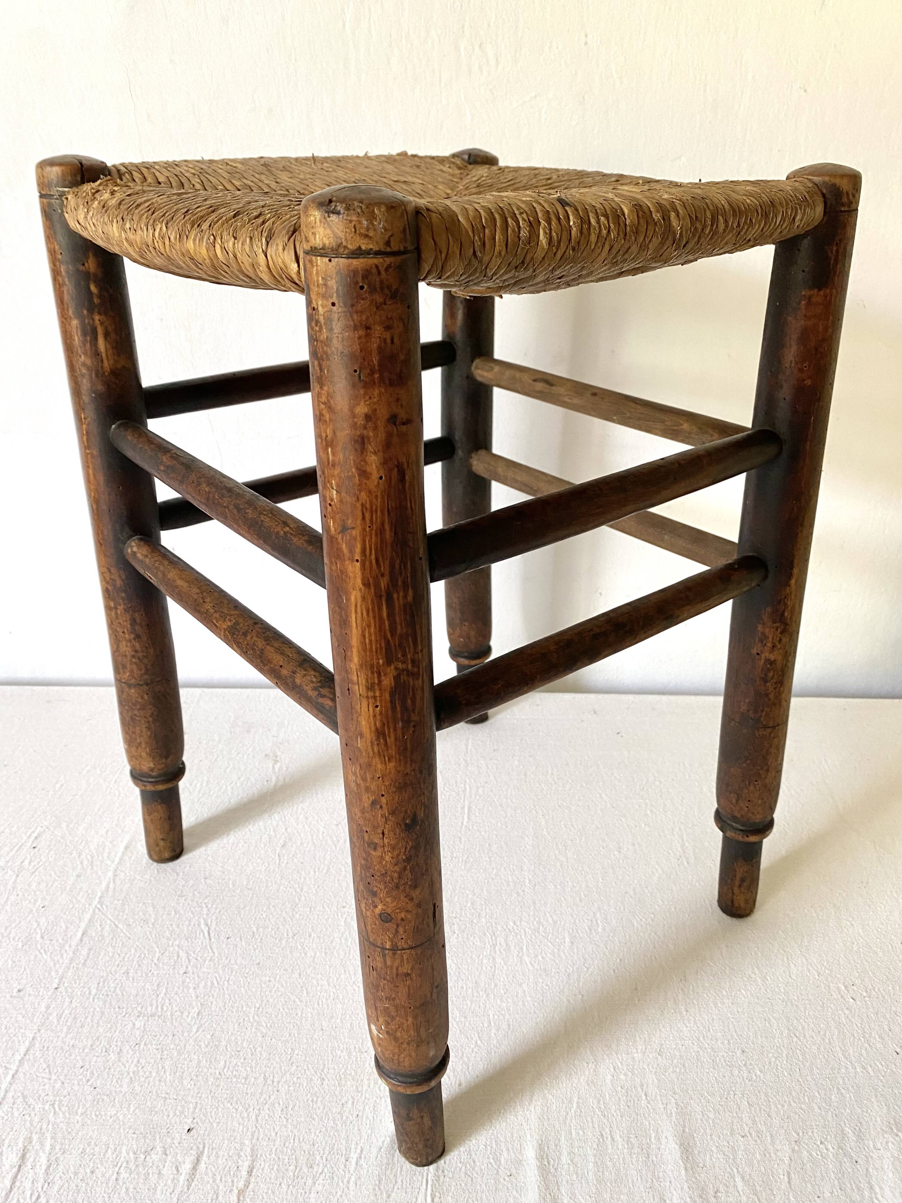 Straw and wood stool
