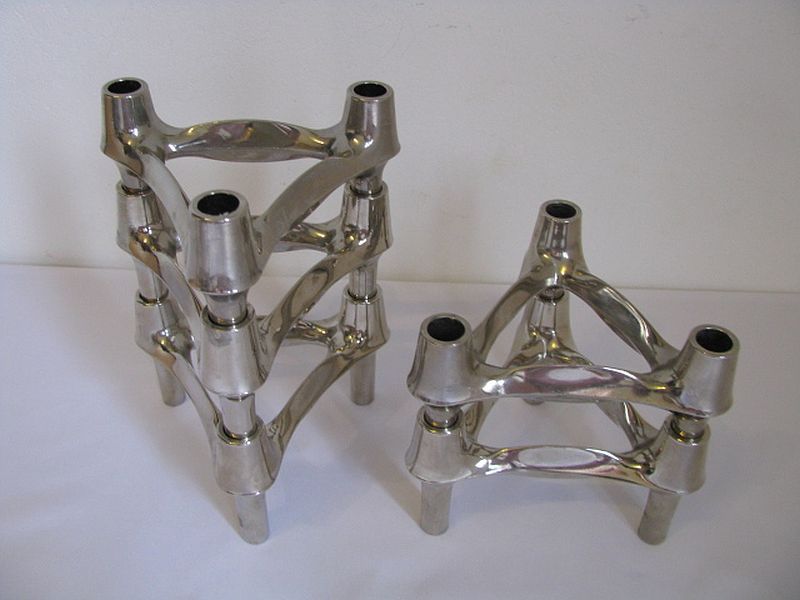Set Of 5 , 1970s " Bmf " Modular Candle Holders Designed By Fritz Nagel & Ceasar Stoffi