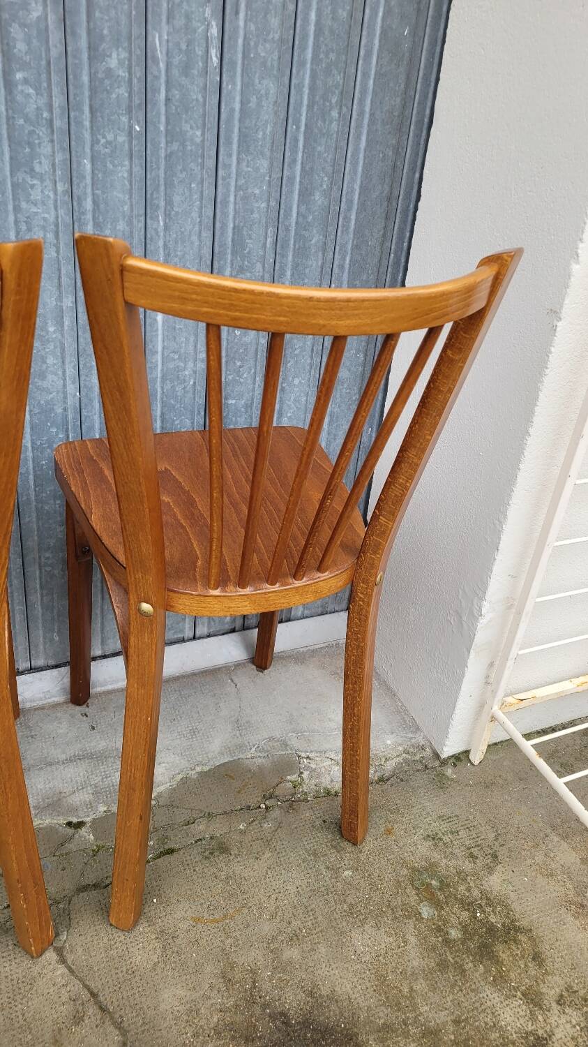 Set of 5 antique signed Baumann bistro chairs