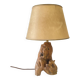 1950s wooden lamp, recent 2M fabric cable, tracing lampshade