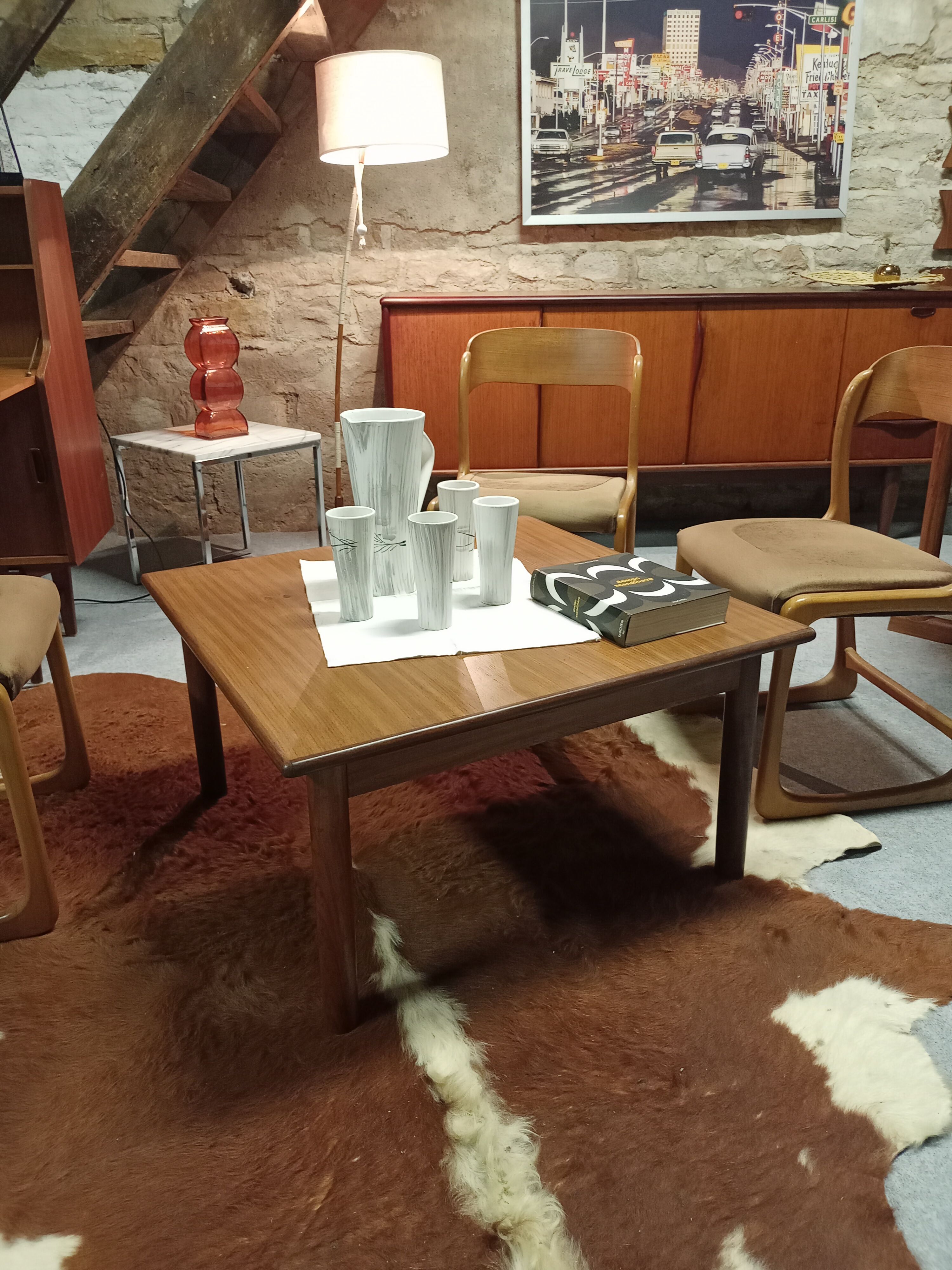 Scandinavian design teak square coffee table