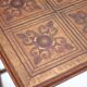 Wood table with marquetry, table with an antique parquet top, antique table.