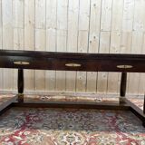 Bureau plat de style Empire en acajou et cuir vert