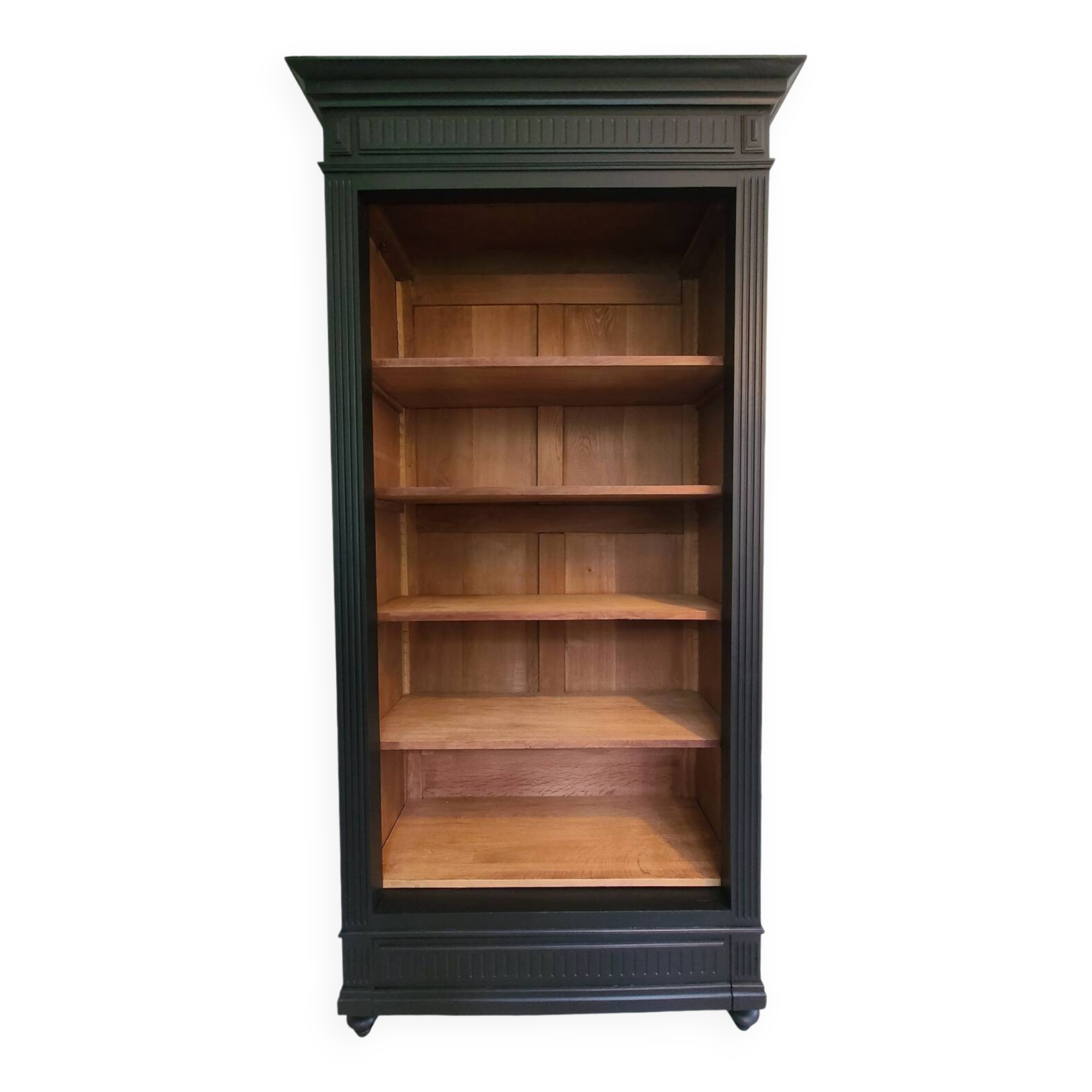 Old black oak bookcase drawer storage unit dresser shelf cabinet of curiosities