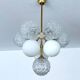 Mid Century Italian Glass & Brass Pendant Light