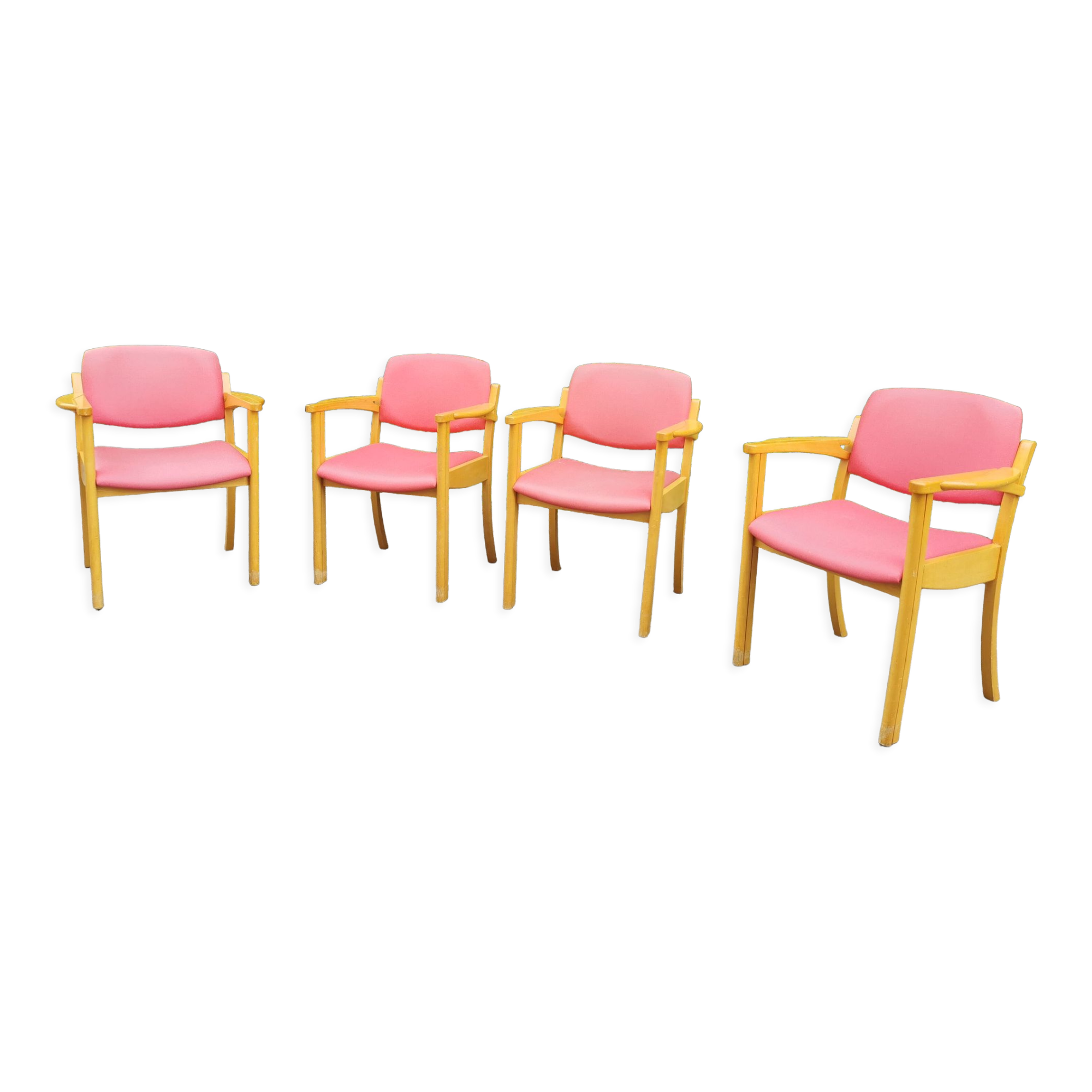 Series of 4 vintage armchairs 70s-80s