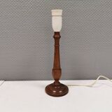 Old Danish table lamp in turned dark wood