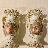 Pair of 19th decorative vases in Paris porcelain
