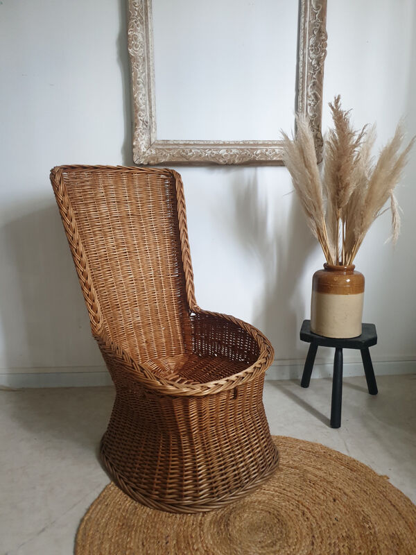 Fauteuil corbeille en rotin
