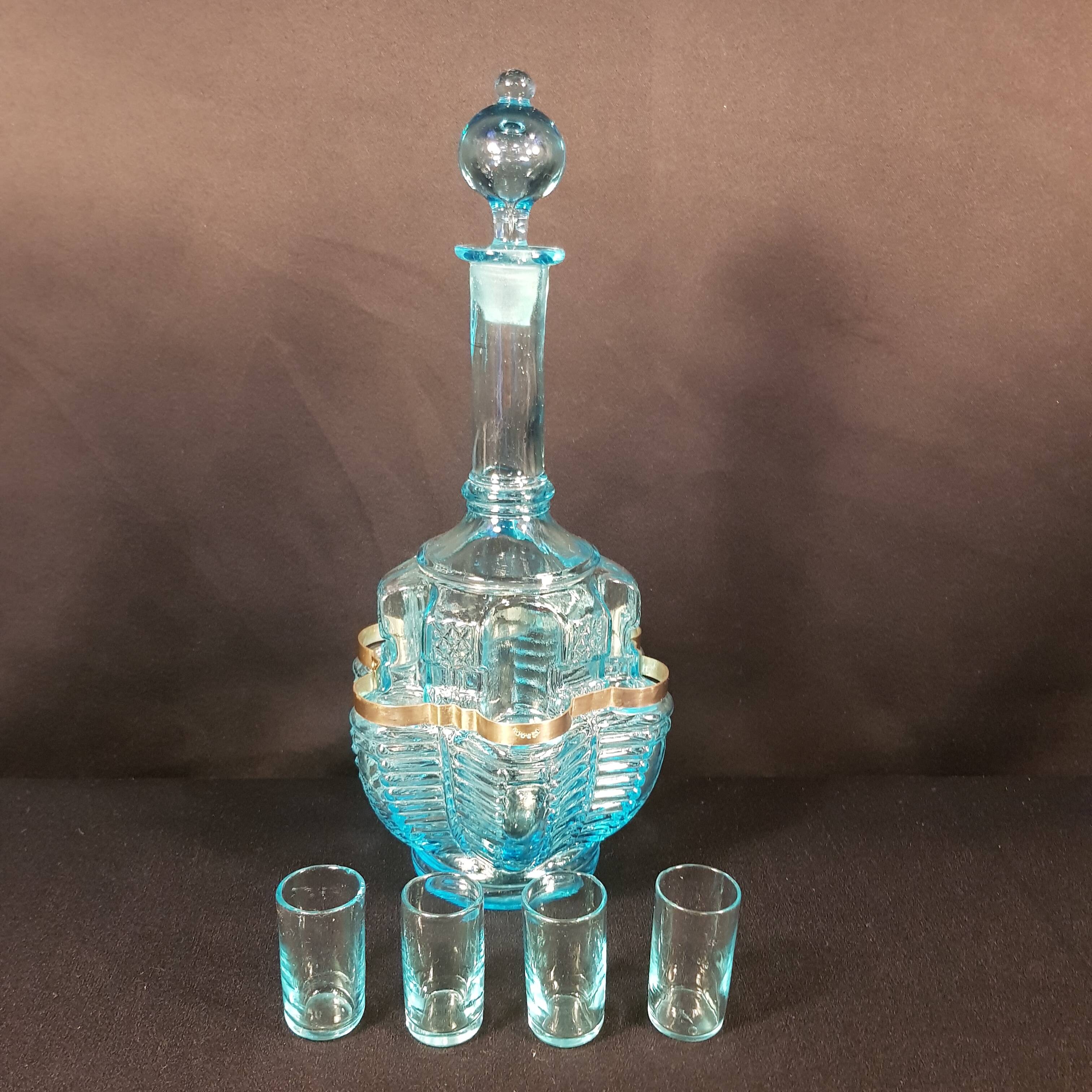 Blue Art Nouveau carafe