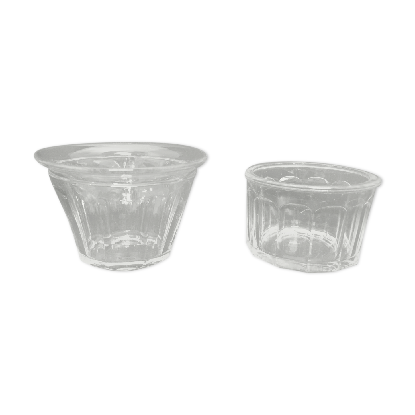 Two individual old jam jars