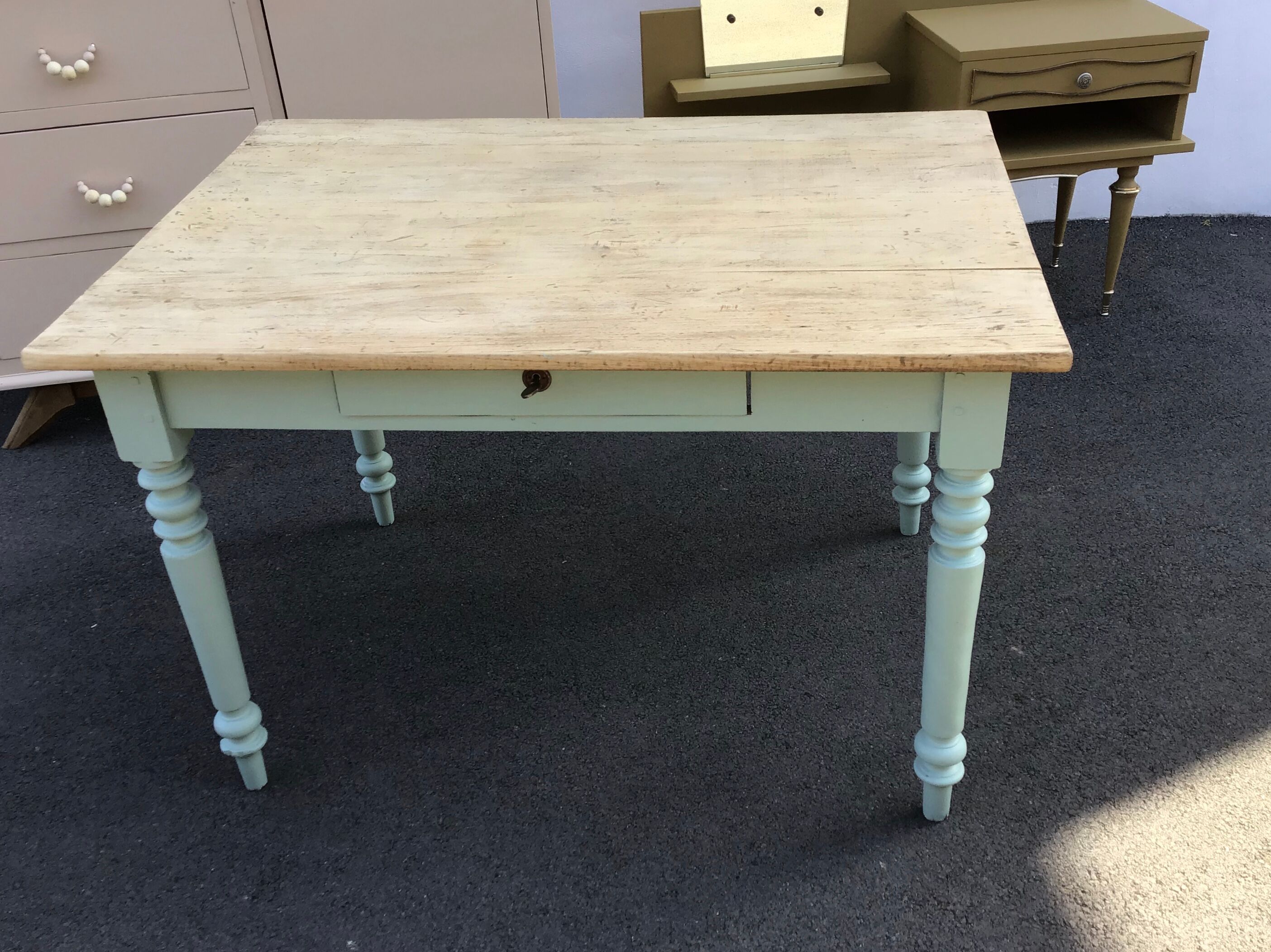 Dining table with painted legs
