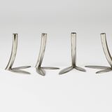 Werkstätte Hagenauer Up to 6 Soliflore Vases Leaf, Brass & Nickel, Vienna, 1960s