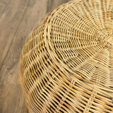 Braided wicker pouf from the 70s