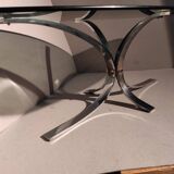 Modernist design table tray smoked glass and chrome base