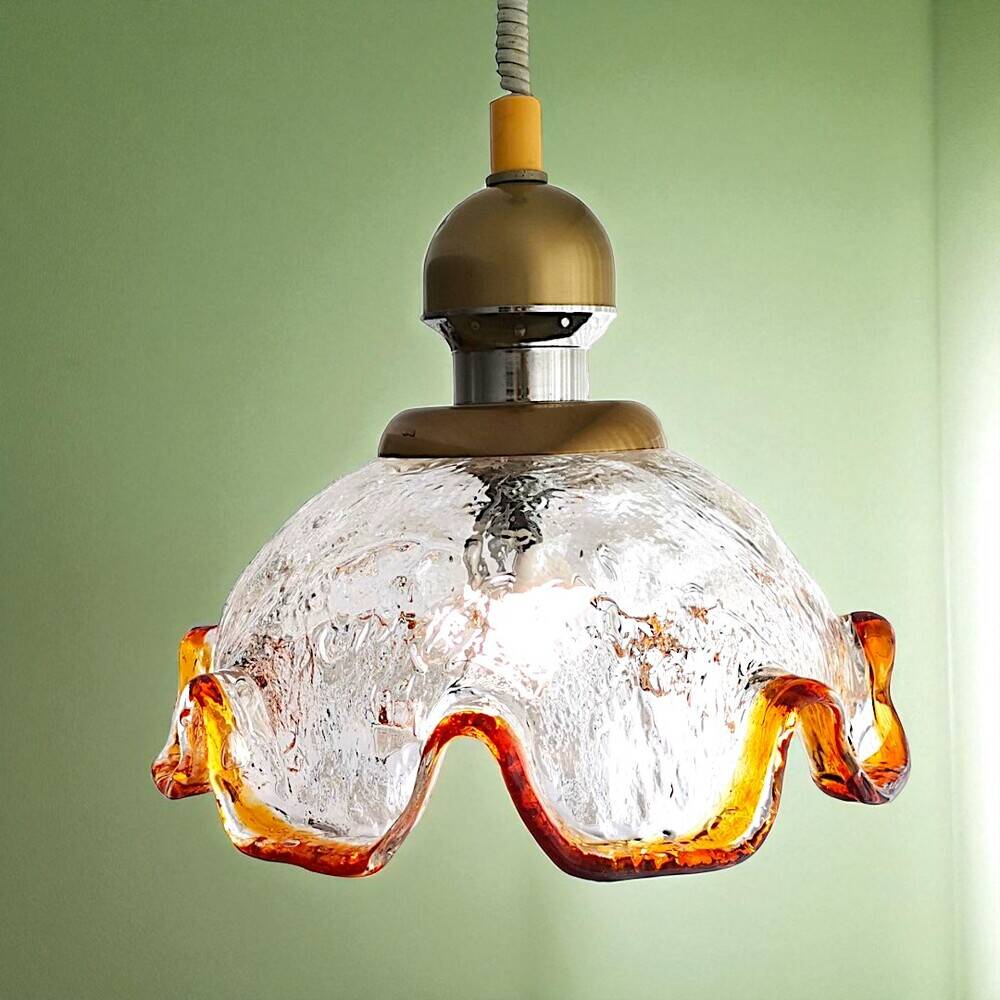 Large Murano glass retractable hanging lamp