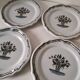 4 earthenware plates with old Rouen decoration, handmade blue floral basket