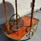 Italian marquetry and brass drinks trolley, mid-20th century