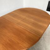 Scandinavian round teak table with extension