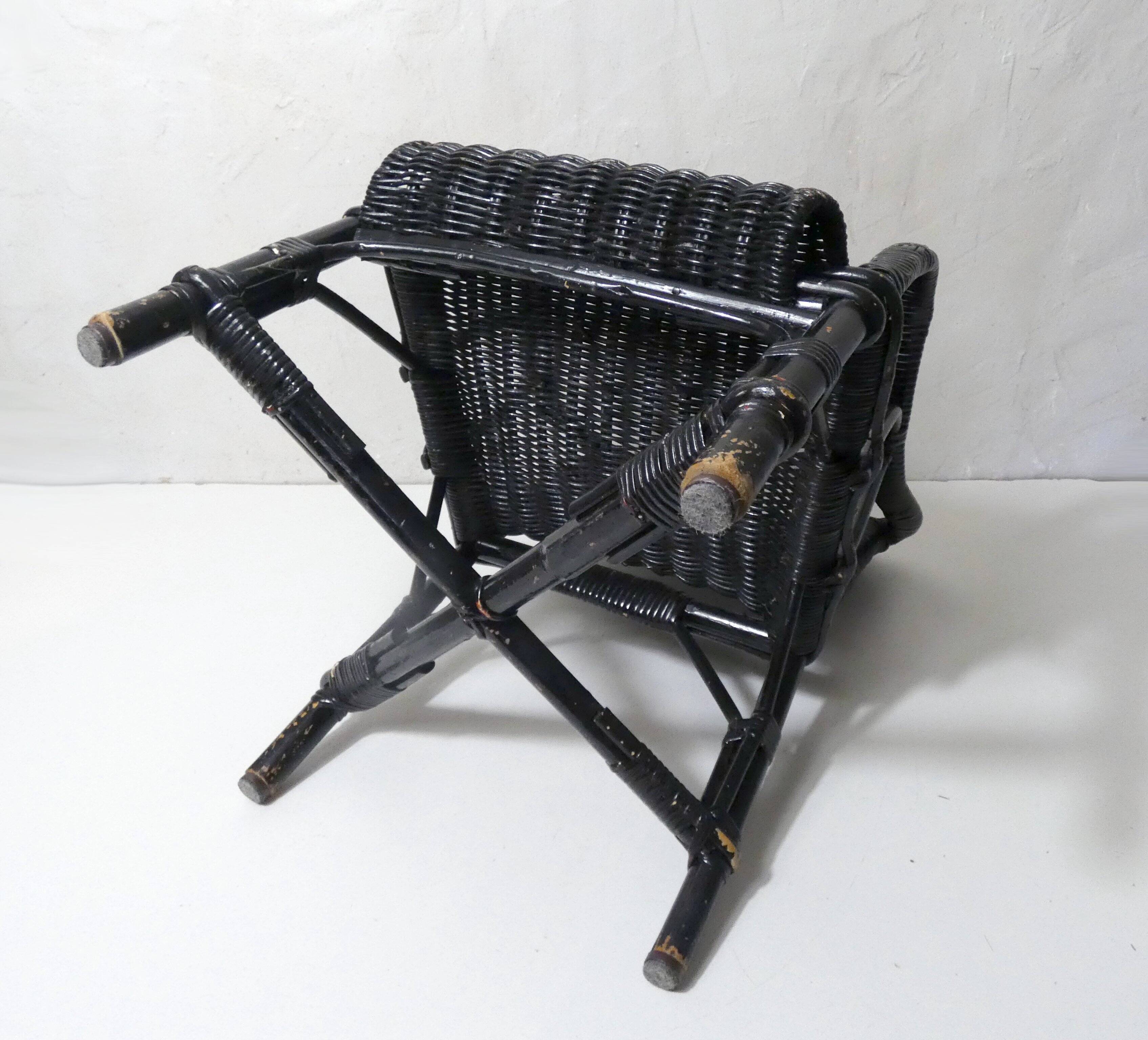 Vintage children's size rattan armchair
