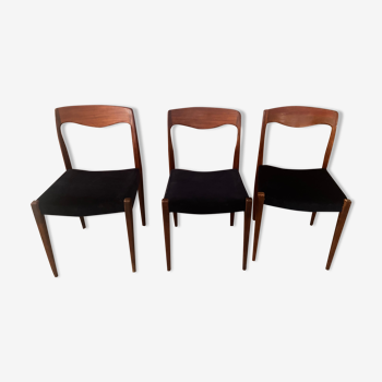 Set of 3 Danish teak chairs 60s