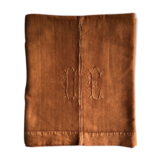 Old linen sheet and rust-tinted cotton