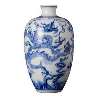 Ming Yongxuan Style Blue and White Porcelain Prunus Vase Classic Craft