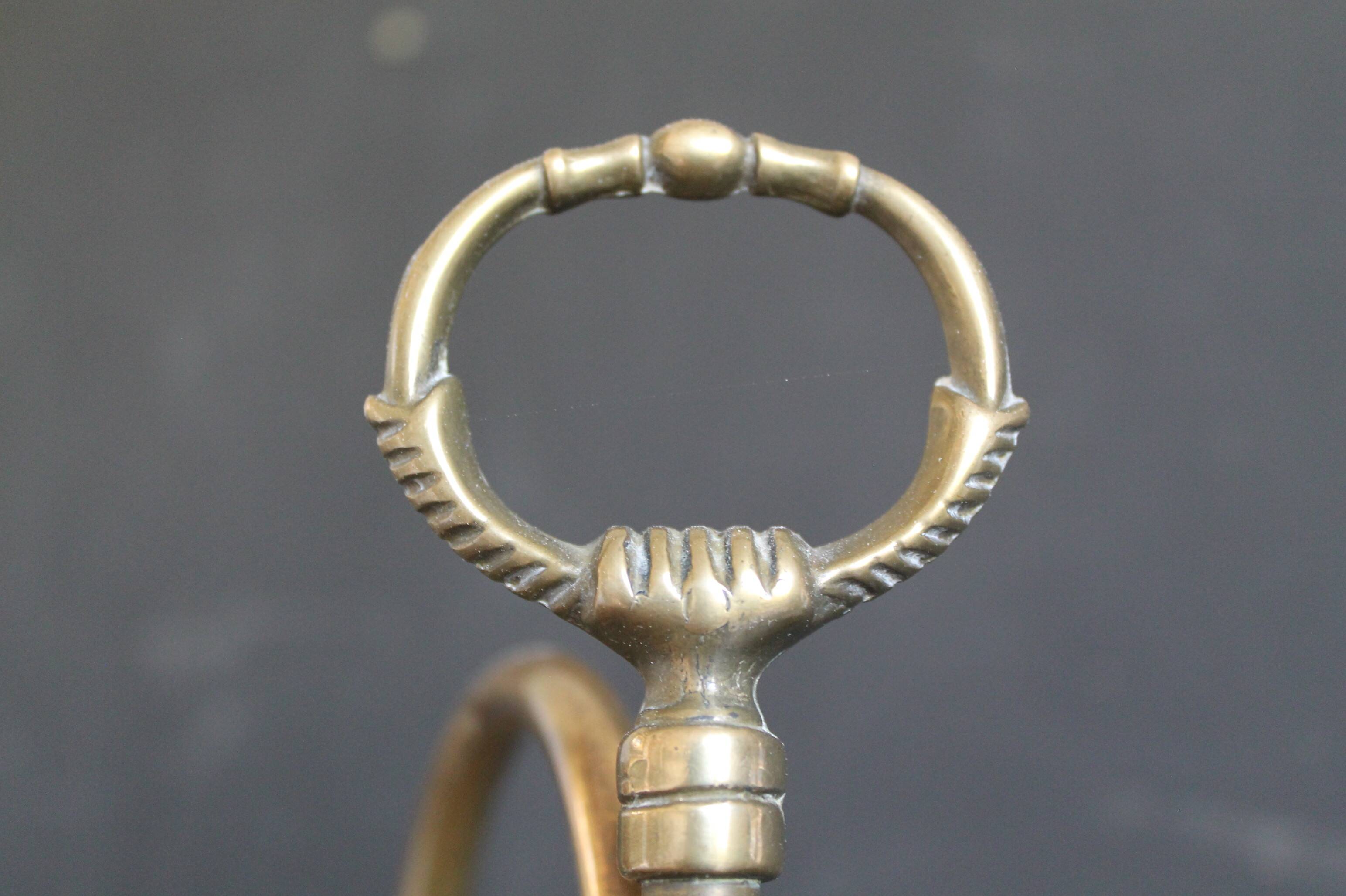 Art Nouveau style brass "rise and fall" table lamps after WAS Benson