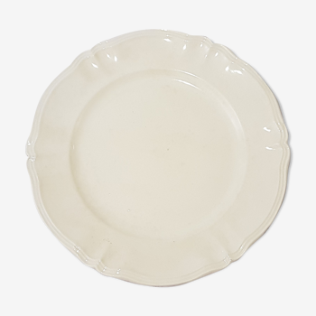 Round serving dish in Sarreguemines earthenware ivory model - Antique English Vintage - Campagne