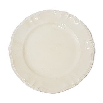 Round serving dish in Sarreguemines earthenware ivory model - Antique English Vintage - Campagne