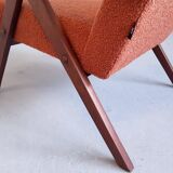 Mid Century Easy Chairs Model B 310 Var in Rusty Brown Boucle