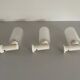 Set of 3 semi-transparent glass and white metal wall lights, 1960, Germany