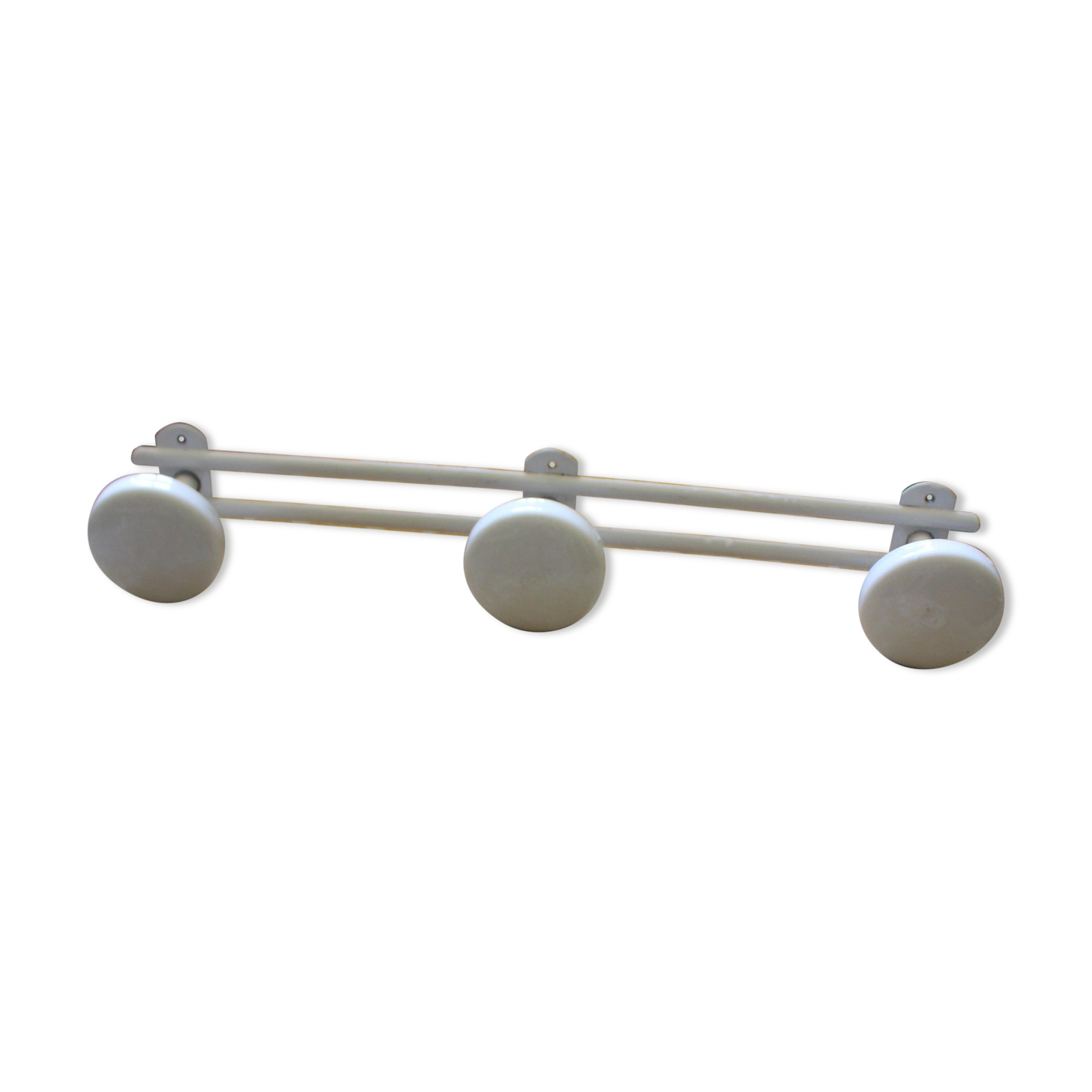 Coat rack vintage metal white 3 hooks