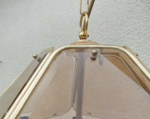 Vintage chandelier 70/80 gilded and smoked glass