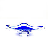 Large Coupe Hospodka Crystal Bohemia Sommerso Cobalt Blue Trim