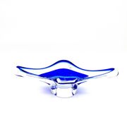 Grande Coupe Hospodka Cristal Bohême Sommerso Liseré Bleu Cobalt