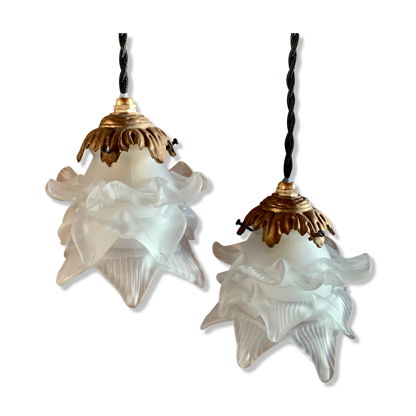 Duo of walking roses glasses Art Deco