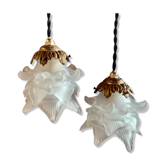 Duo of walking roses glasses Art Deco