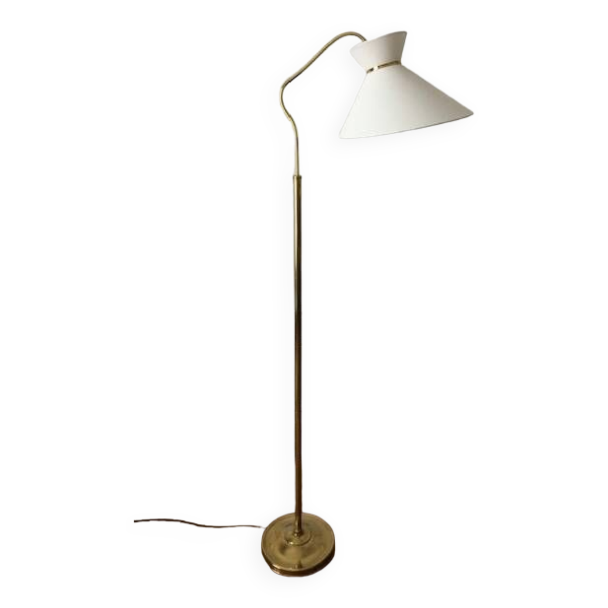1950 floor lamp rises downwards in diabolo brass