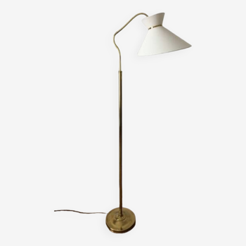 1950 floor lamp rises downwards in diabolo brass