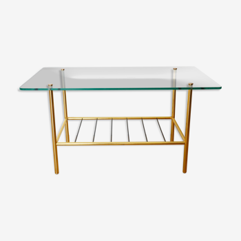 Table basse verre porte-revues années 50