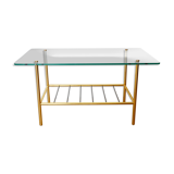 Glass coffee table with magazines holder