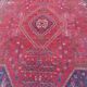 Handmade Persian rug, grey wool, knotted burgundy, 200x300cm
