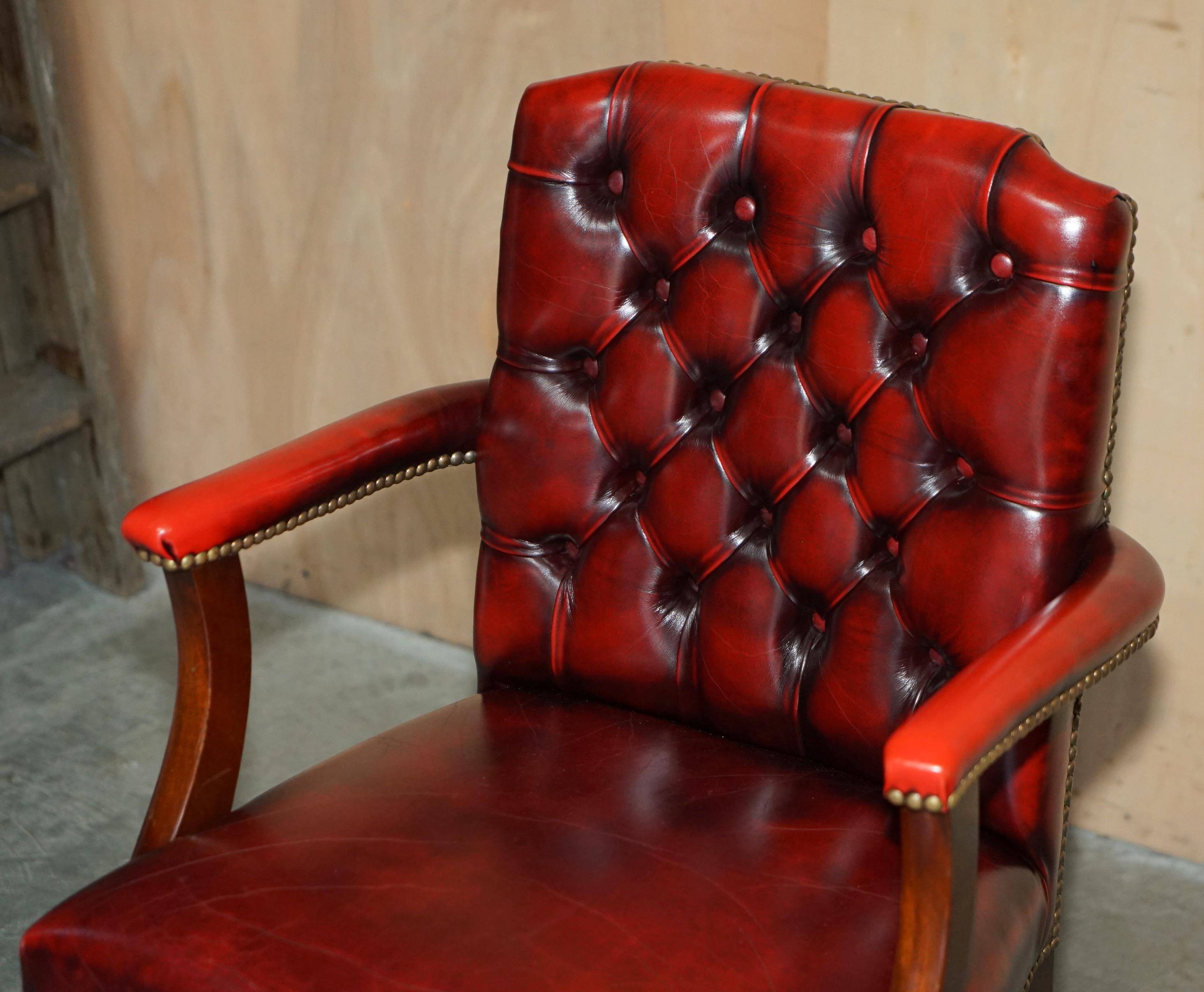 Vintage Gainsborough Chesterfield leather armchairs