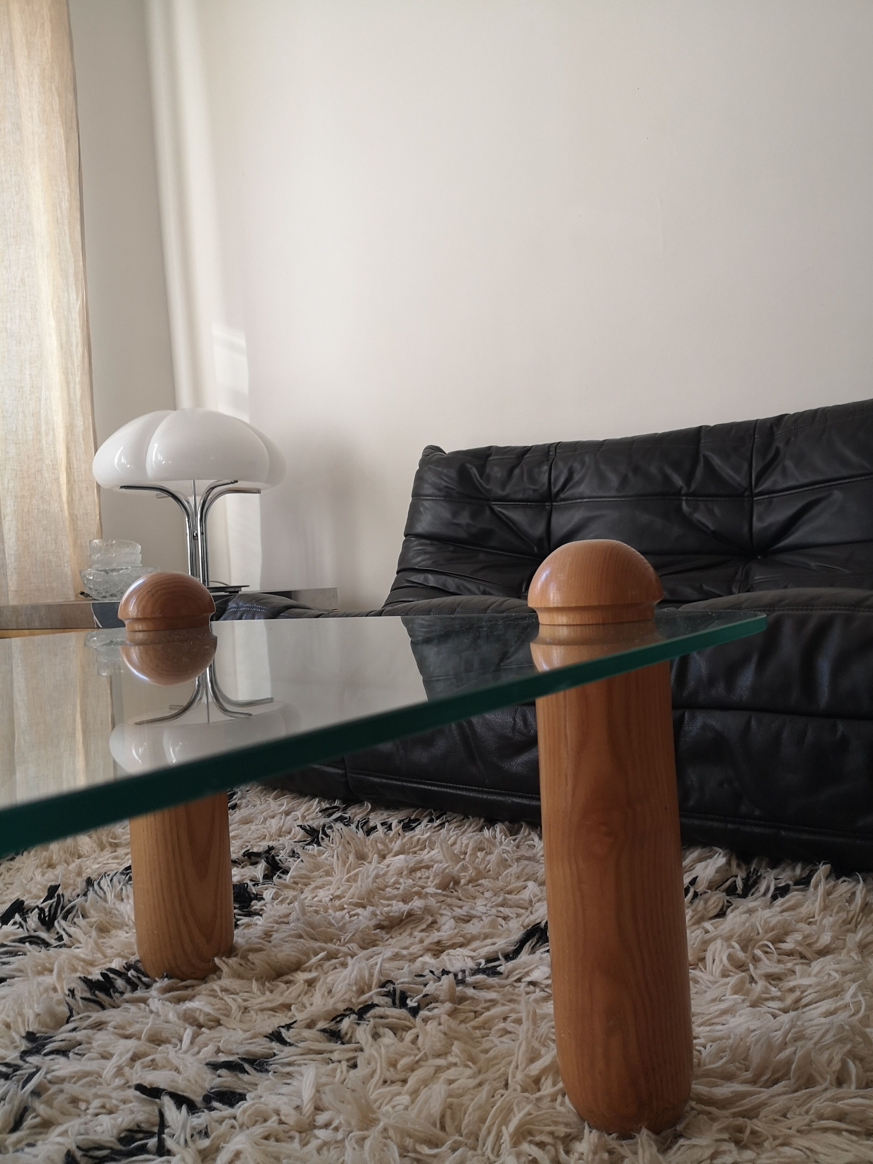 coffee table thick glass, italy 1970